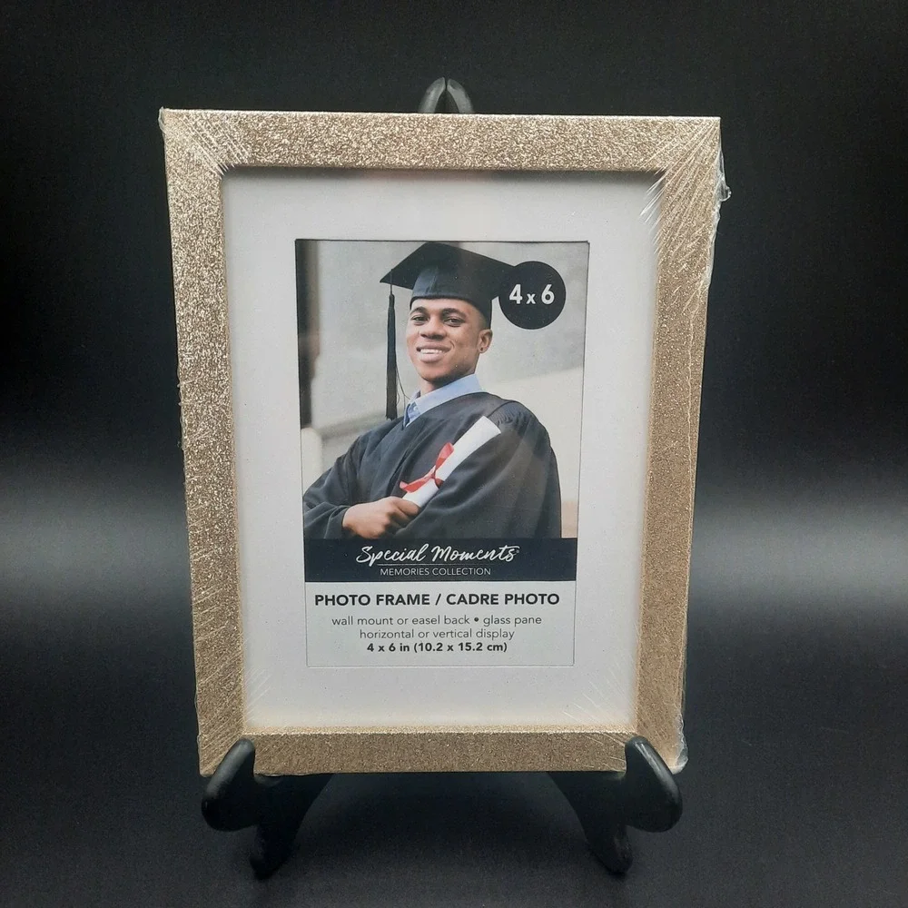 Lot of 4 Gold Glitter Graduation Photo Frames 4x6 Special Moments Collection